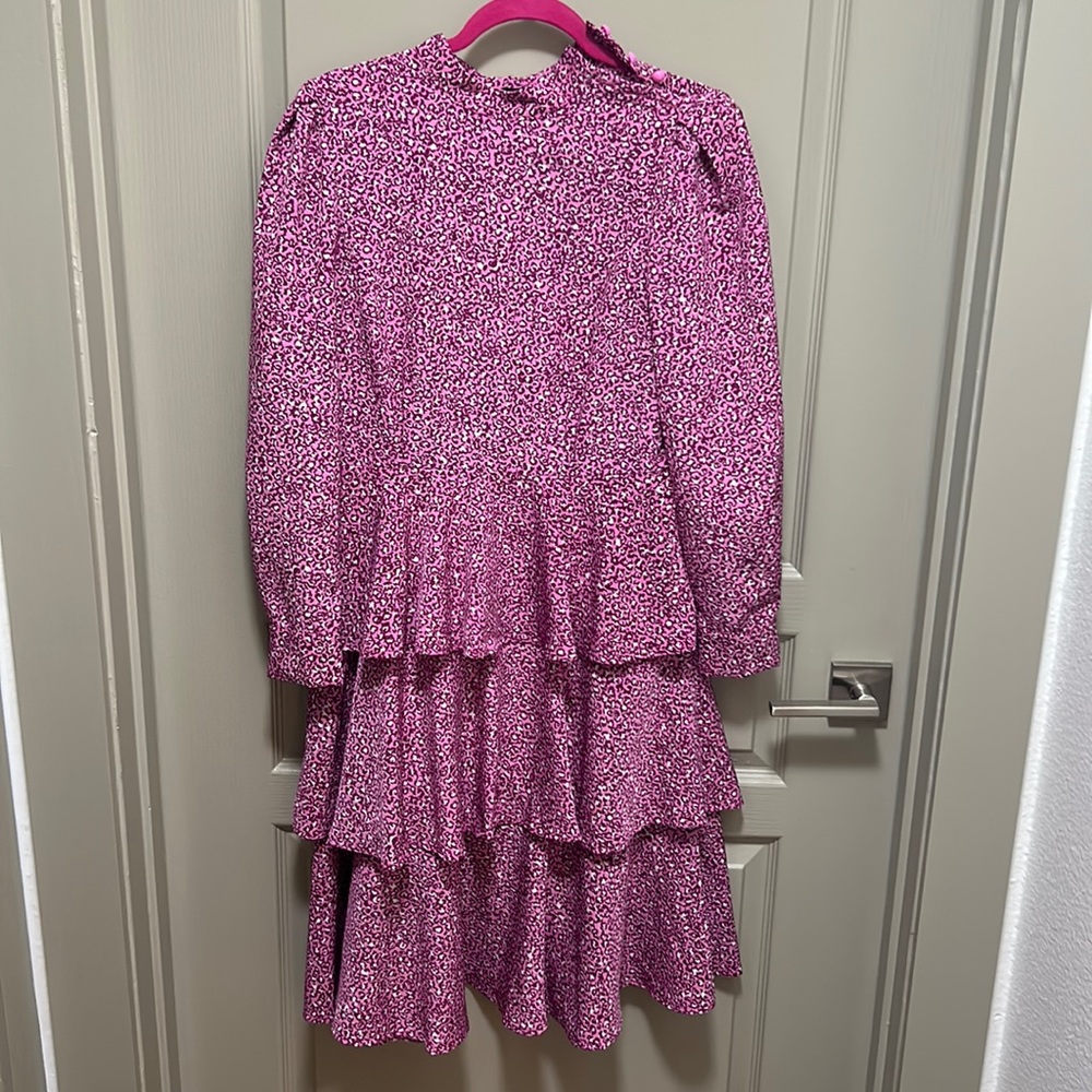 Who What Wear Pink Floral Mockneck Layered Ruffle Dress